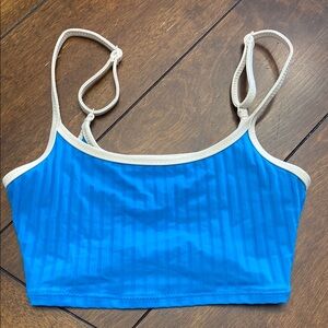 Aerie Blue and Cream Bikini Top